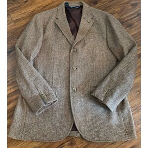 RARE Polo Ralph Lauren Blazer Mens XL Lambswool Alpaca Sport Herringbone Coat
